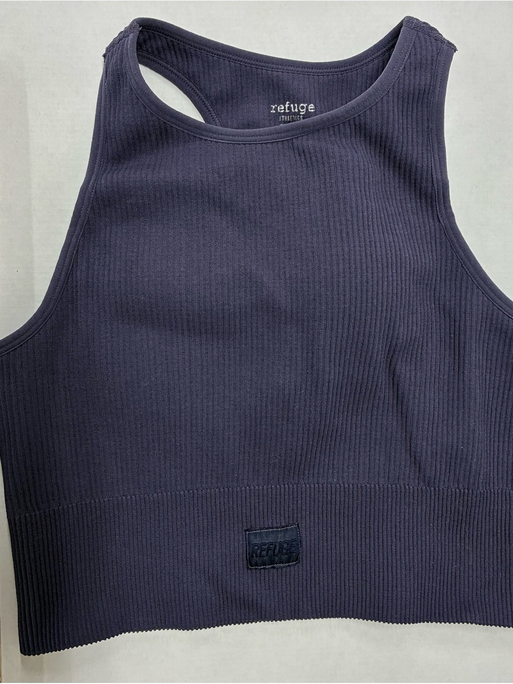 refuge Navy Ribbed Cropped Tank Top - Picture 4 of 7